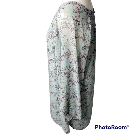 Altar'd State wide sheer raglan sleeve shift fleur-de-lis Spring print dress M - Picture 6 of 7